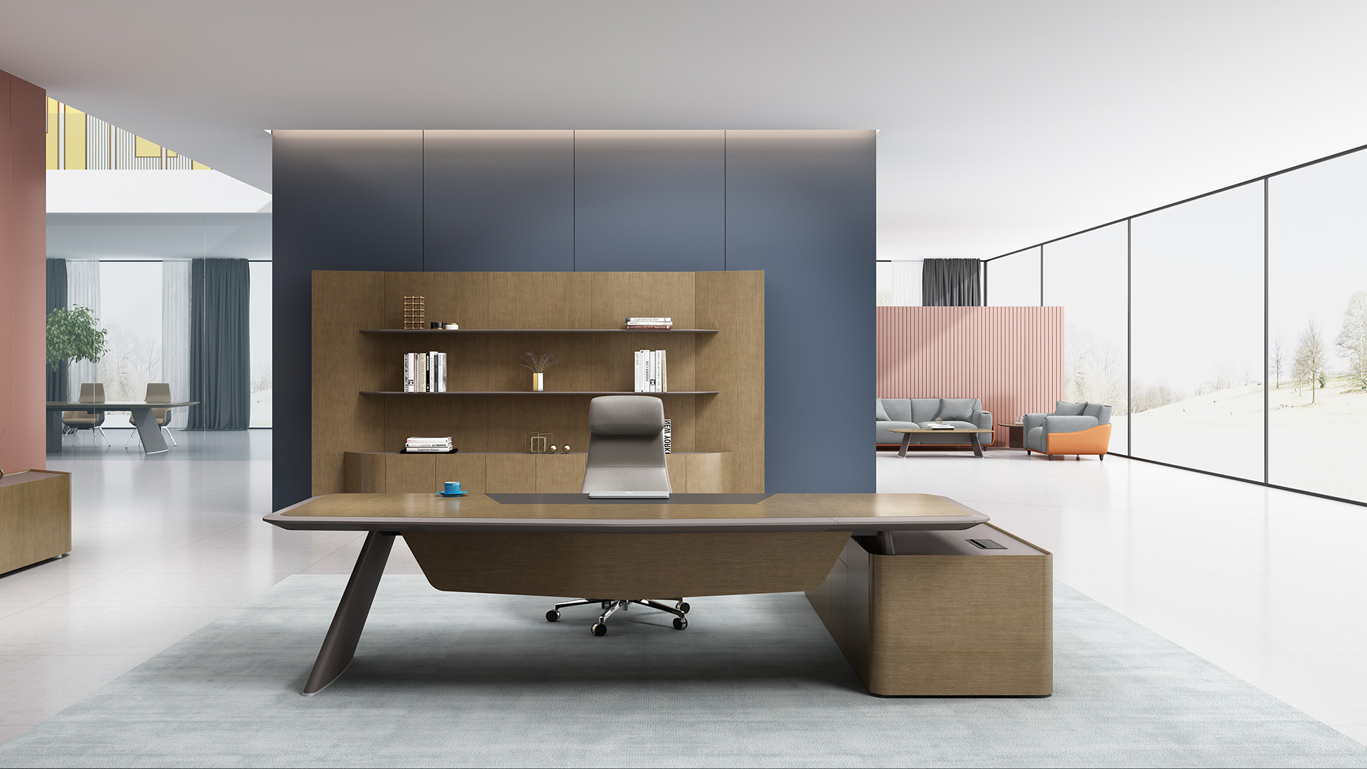 [办公台|时尚大班台|办公家具|设计师家具|大班台/配套系列]