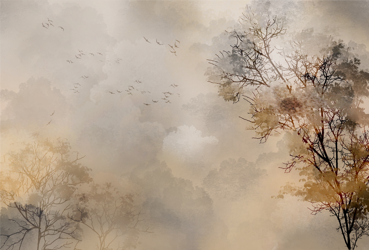 [创意家具 - 附件|装饰画/墙饰|办公家具|设计师家具|迷雾从林-原创定制壁画]