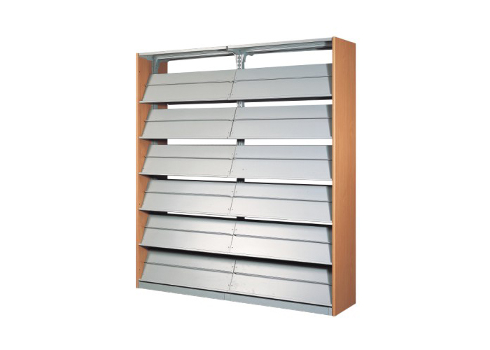 [图书馆家具|期刊架、杂志柜|办公家具|设计师家具|单柱双面六层期刊展示架]