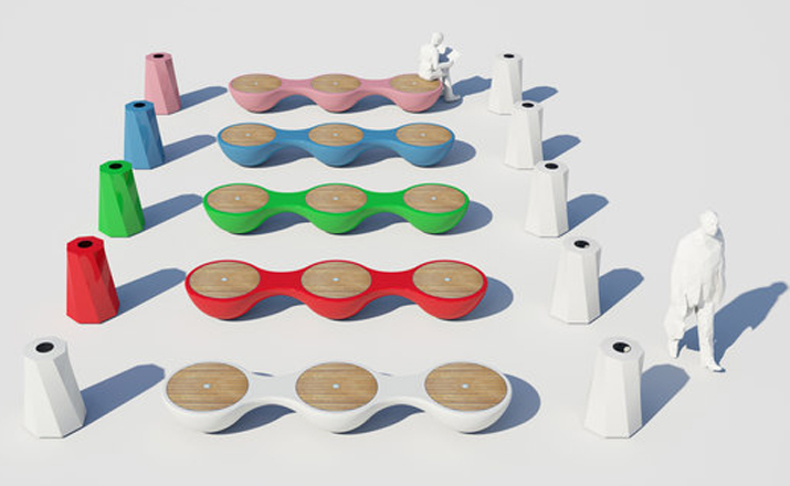 创意家具 - 坐具|长凳|办公家具|设计师家具|联合三座凳